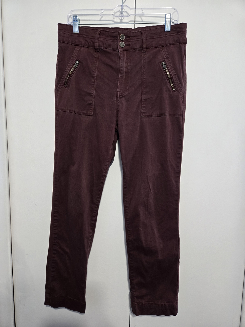KUT From The Kloth High Rise Ankle Straight Leg Pants Size‎ 12 Burgundy